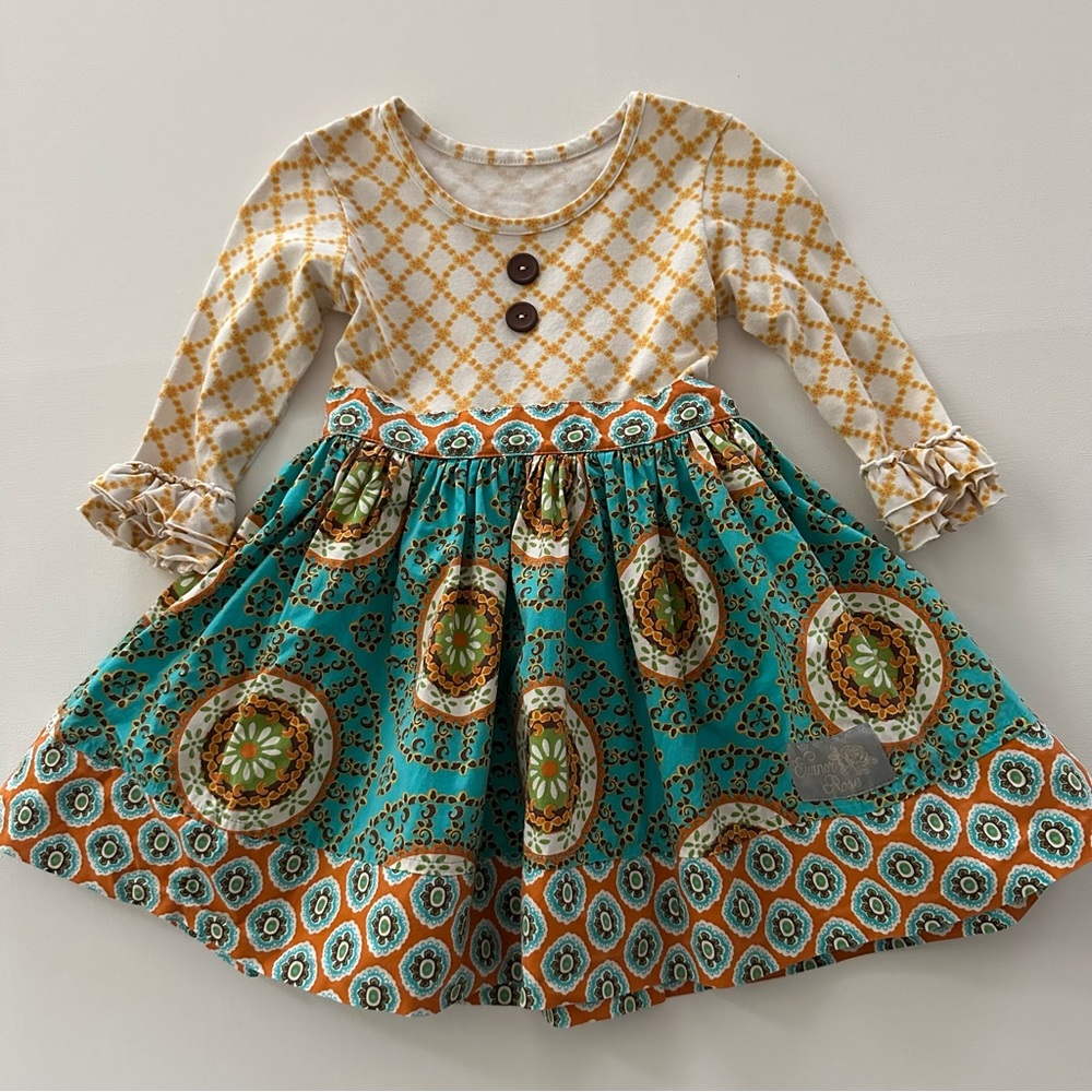 Eleanor Rose 2T Toddler Girl Ruffle Dress Teal Blue